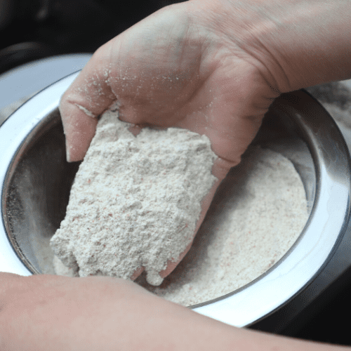 Fresh milled flour in a hand