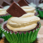 Andes mint chocolate cupcake made with fresh milled flour with green buttercream