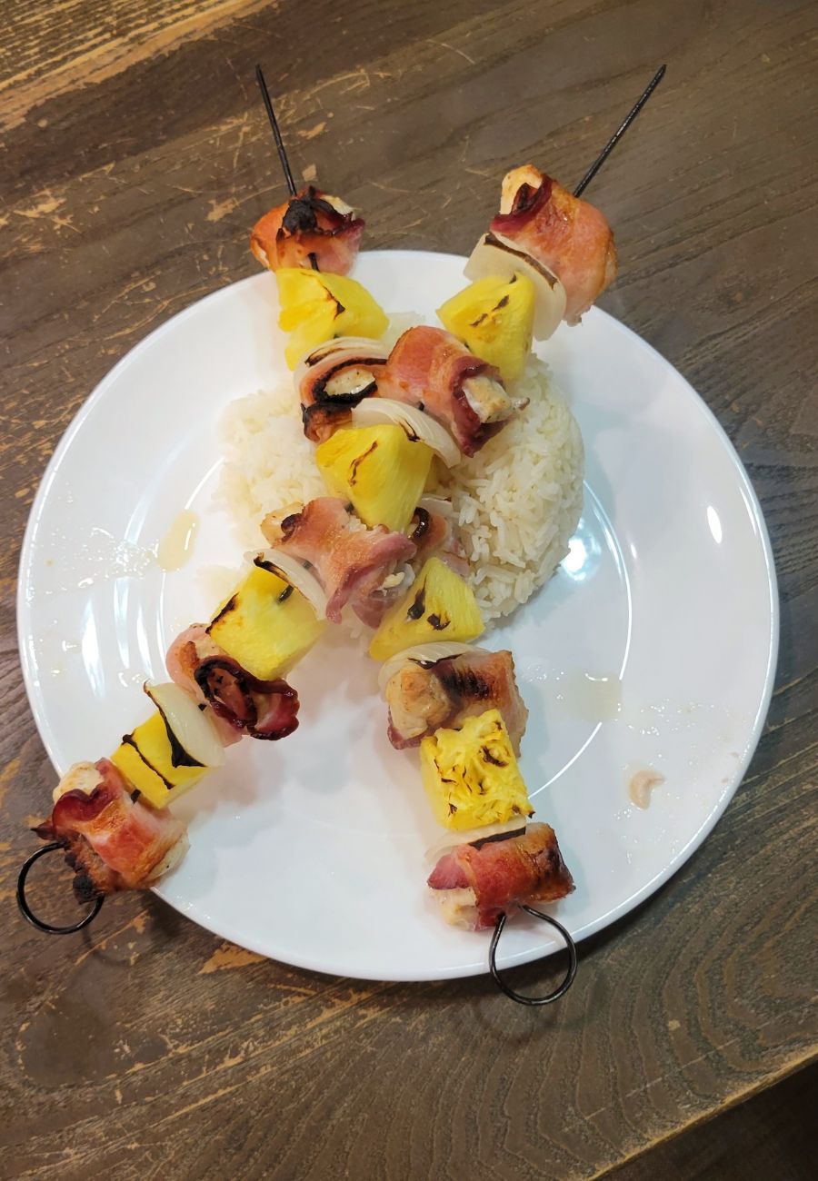 Chicken Bacon Kabobs with Pineapple: Easy in the Oven!