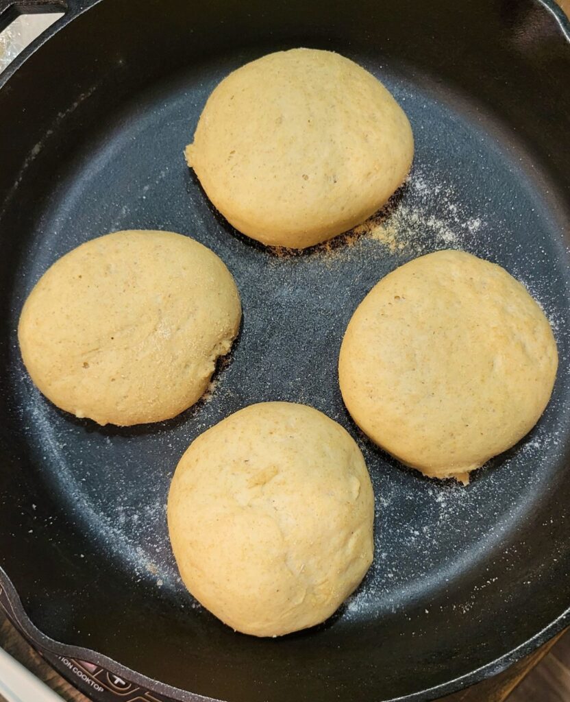 Cooking dough in a cast iron skillet