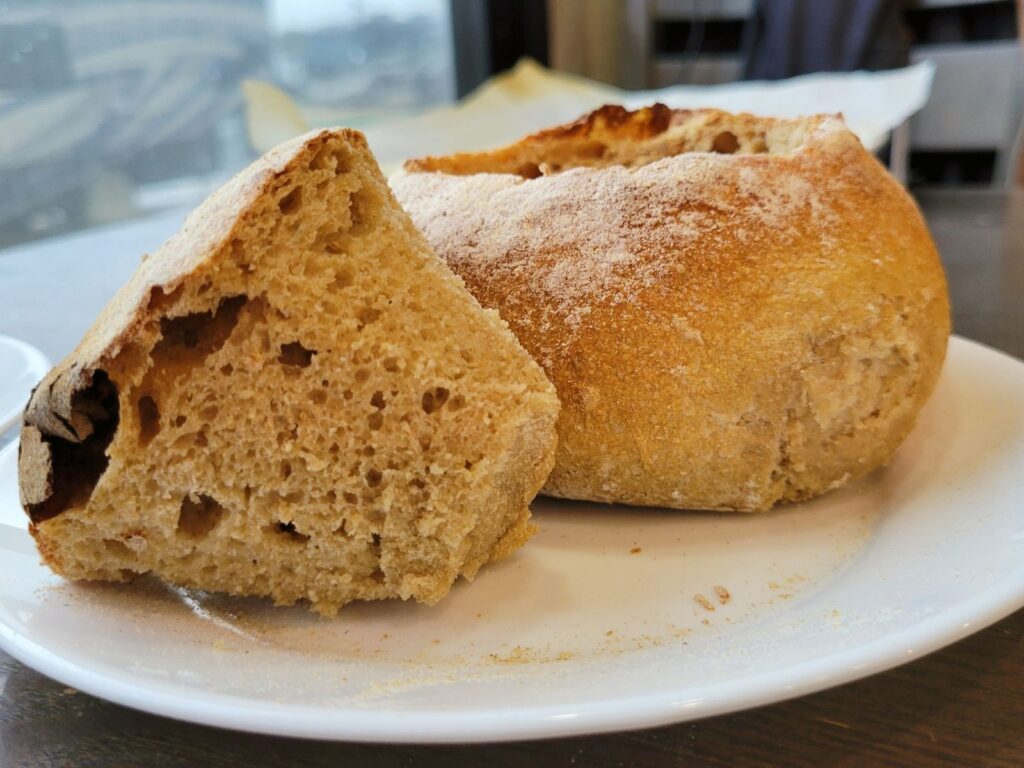 fresh milled flour sourdough bread bowl carved out