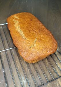 banana bread made with fresh milled flour on a cooling rack