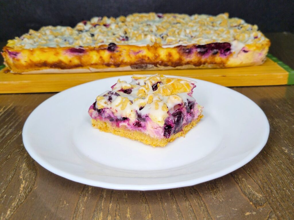 lemon blueberry pie bars made with fresh milled flour