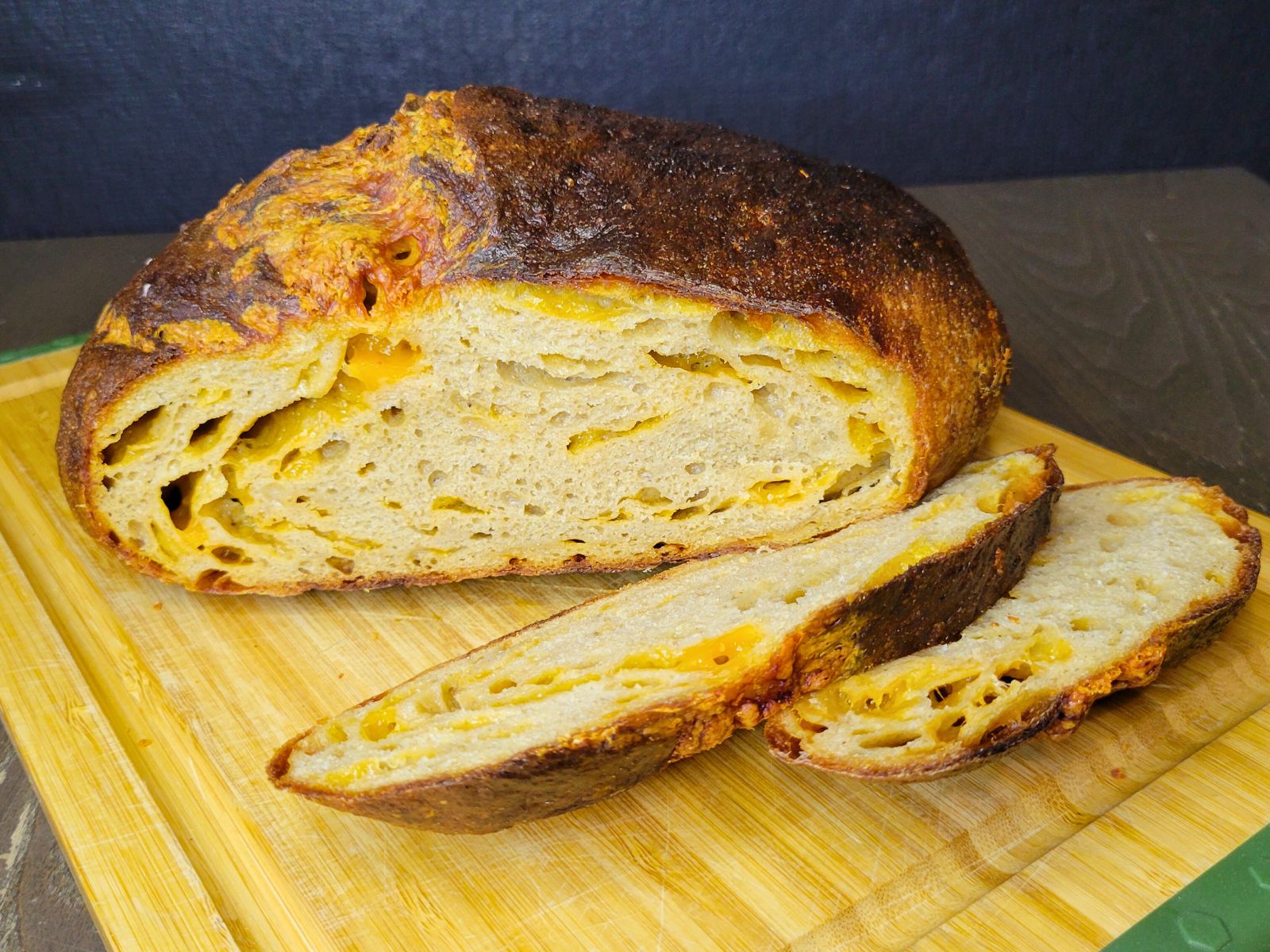 Cheddar Cheese Sourdough Loaf made with fresh milled flour