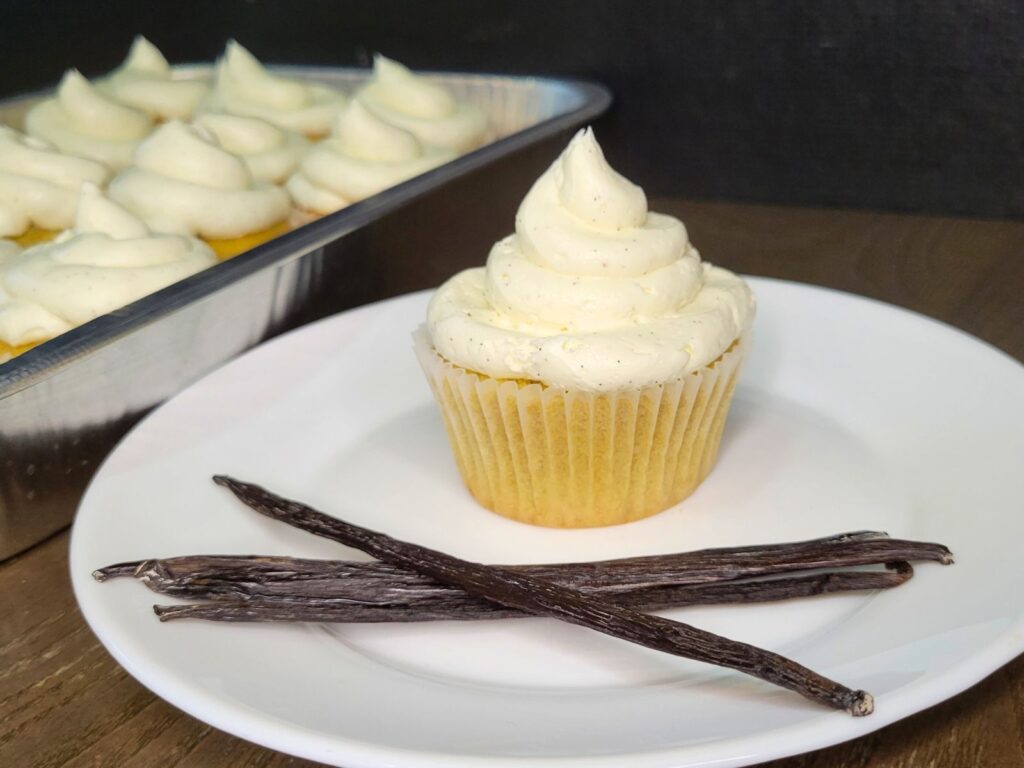 vanilla cupcakes made with fresh milled flour