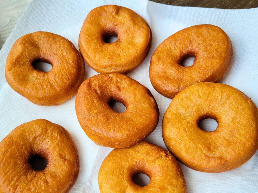 unglazed yeast donuts made with fresh milled flour