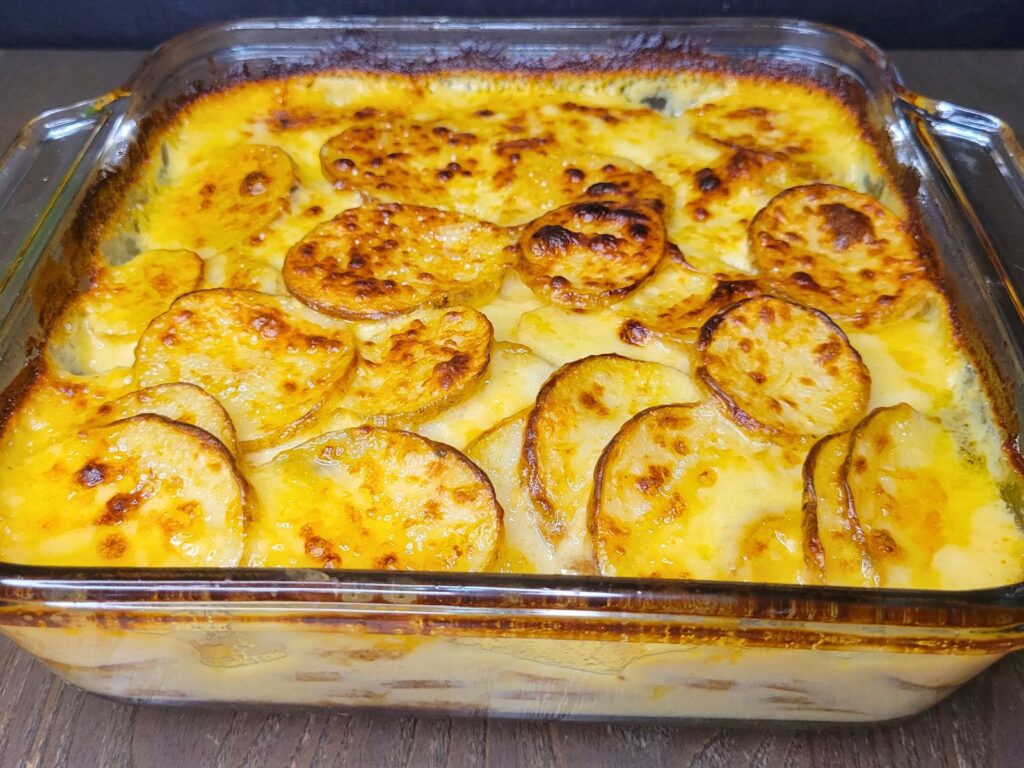 cheesy scalloped potatoes made with fresh milled flour