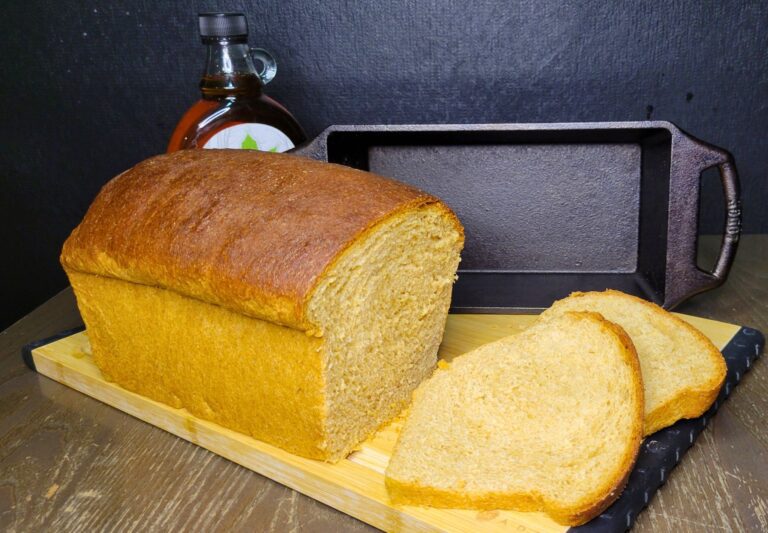 Maple sandwich bread made with fresh milled flour