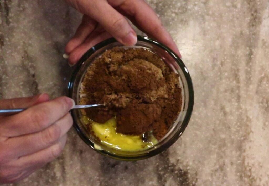 mixing up the cinnamon filling