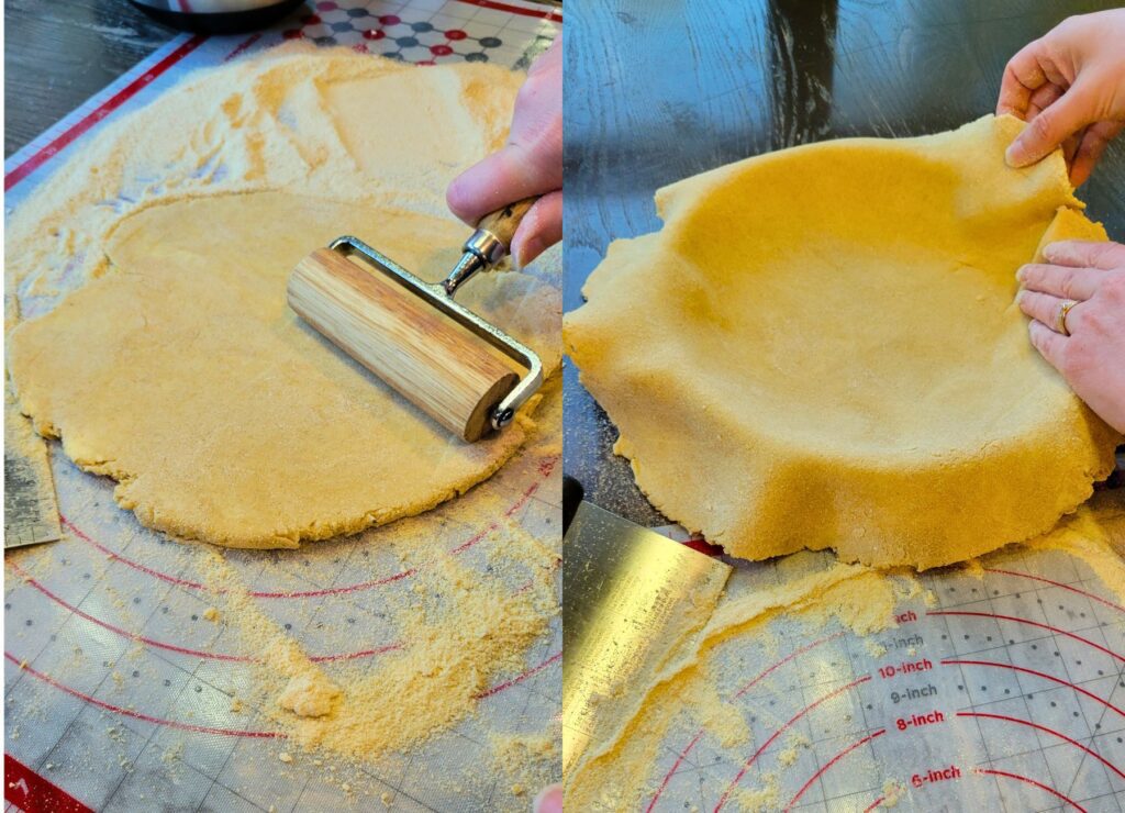 rolled out fresh milled flour pie crust from kamut