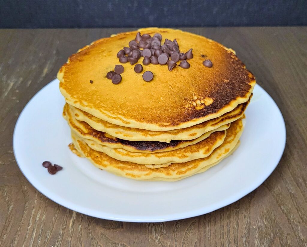 Chocolate chip pancakes fresh milled flour