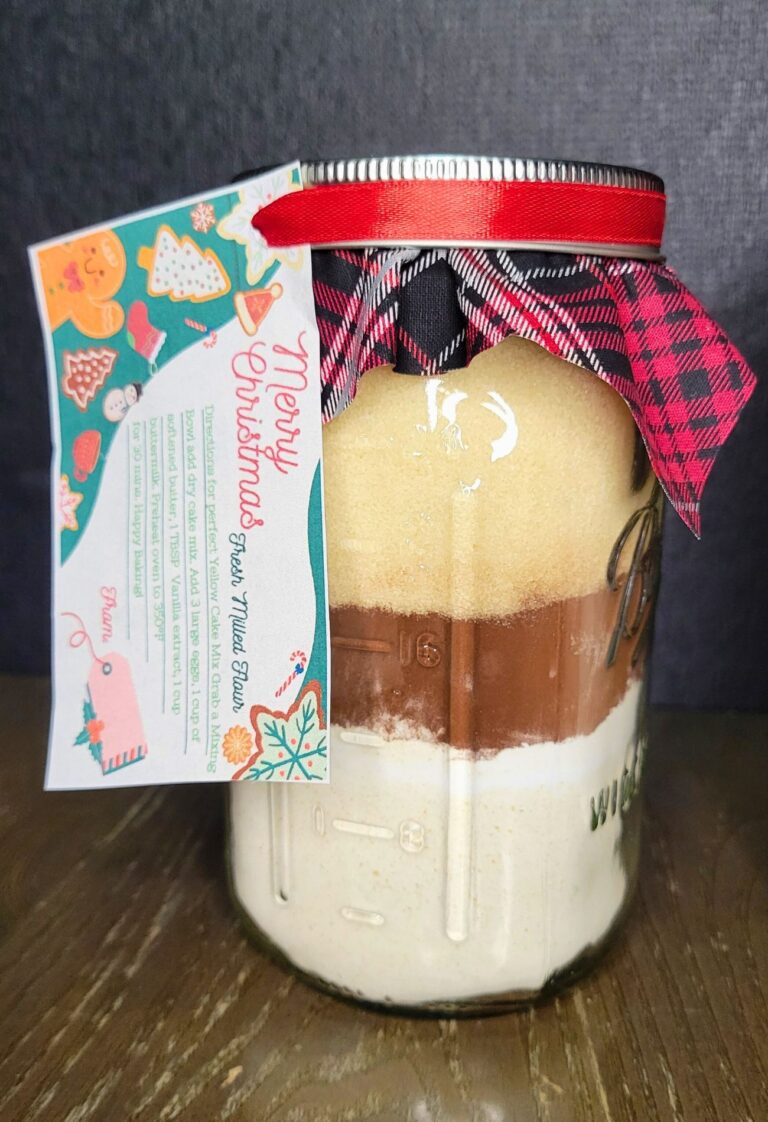 fresh milled flour mason jar gift dry chocolate cake mix