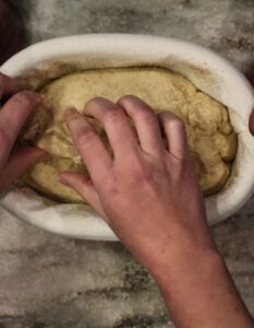 stitching the dough