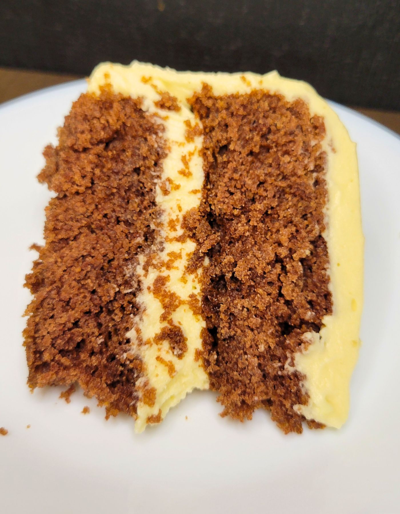 slice of red velvet cake made with fresh milled flour