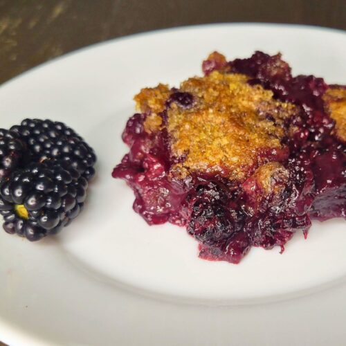 blackberry cobbler made with fresh milled flour