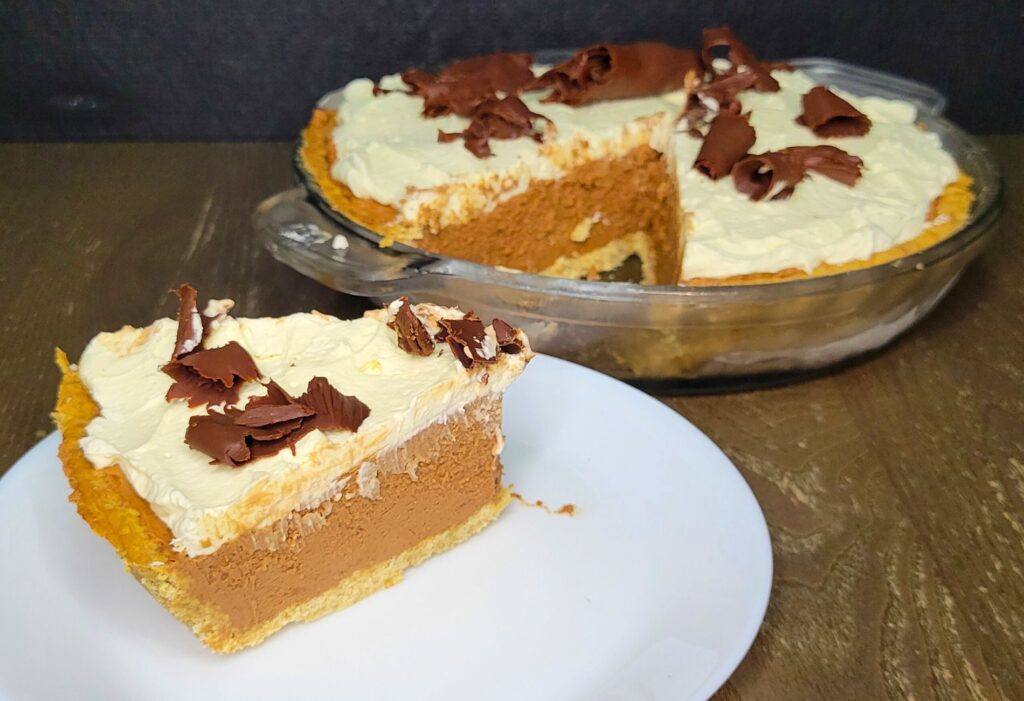 French silk pie made with fresh milled flour chocolate cream