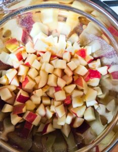 diced apples in a bowl