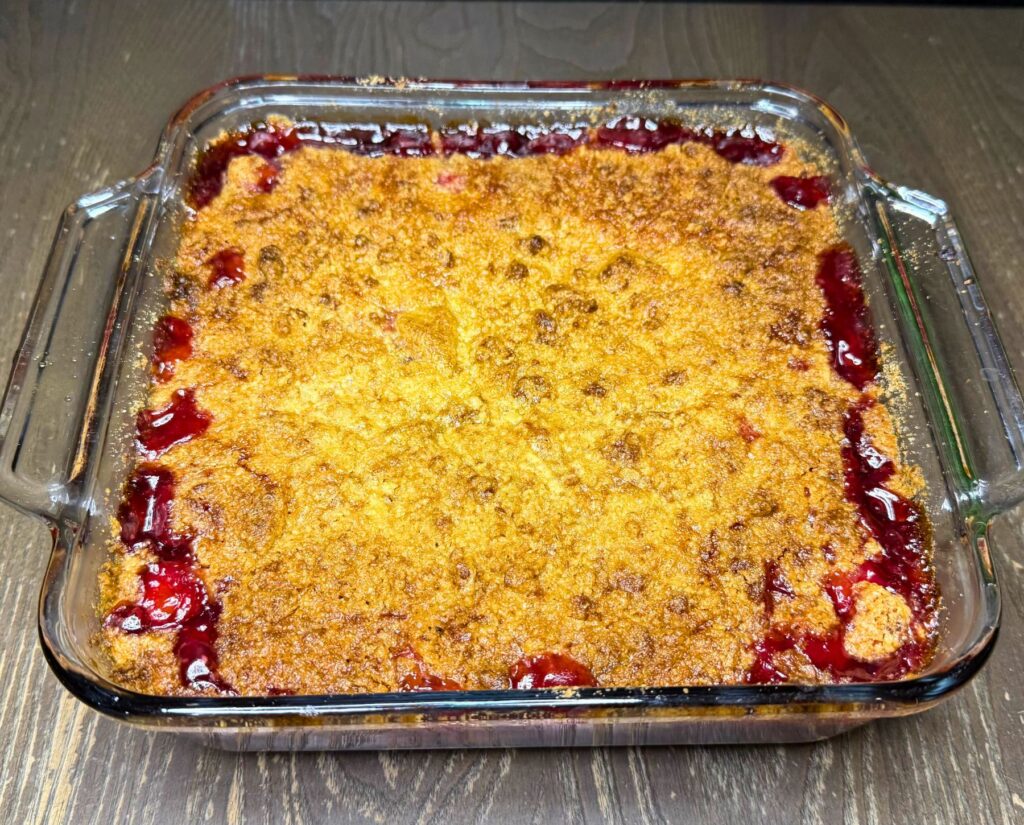 freshly milled flour sour cherry crisp