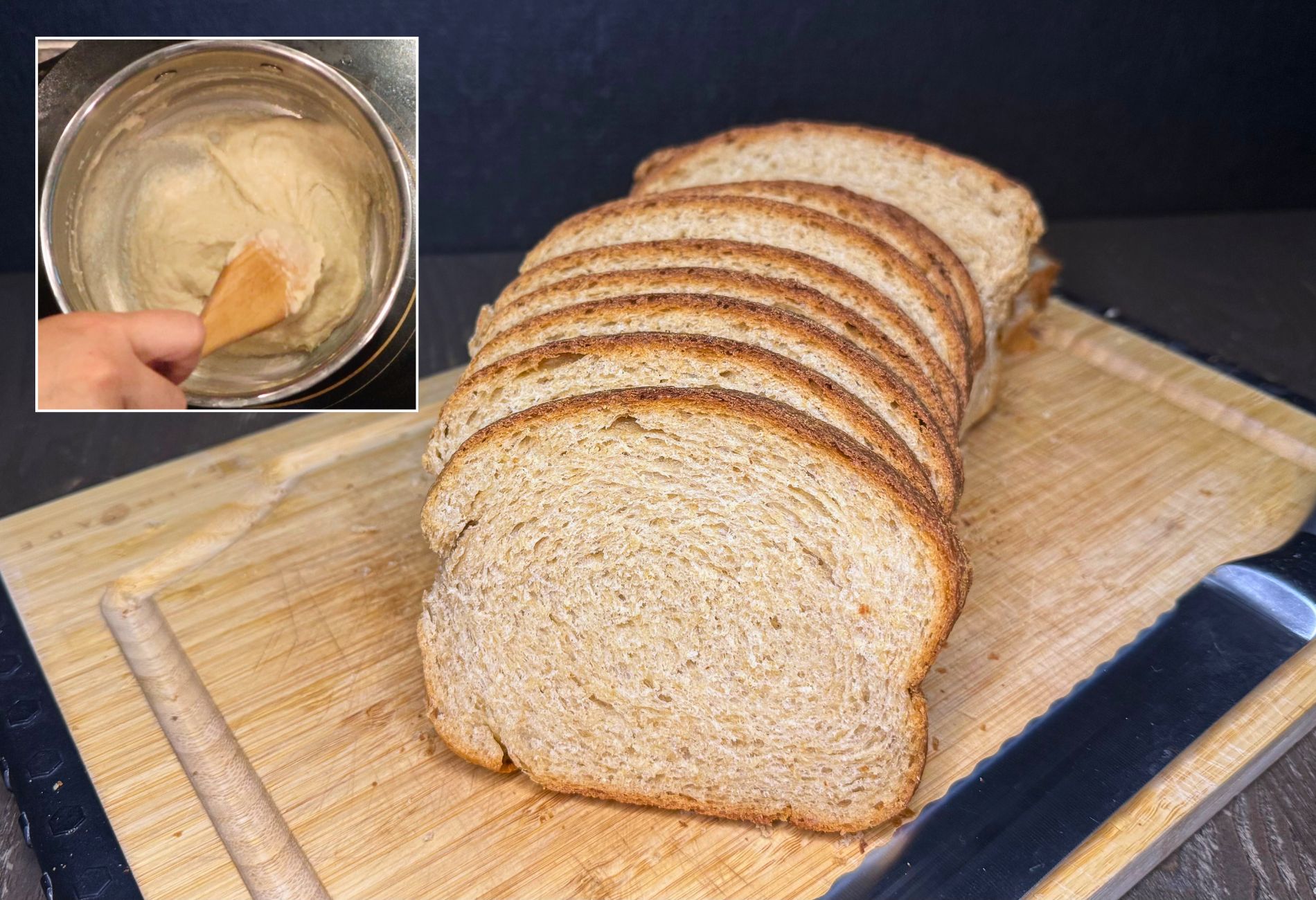 Tangzhong method to make soft fresh milled flour bread