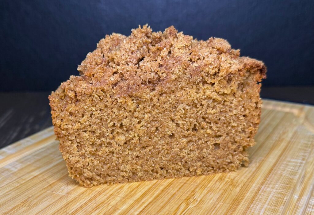 slice of fresh milled flour apple cider bread made with fresh milled flour