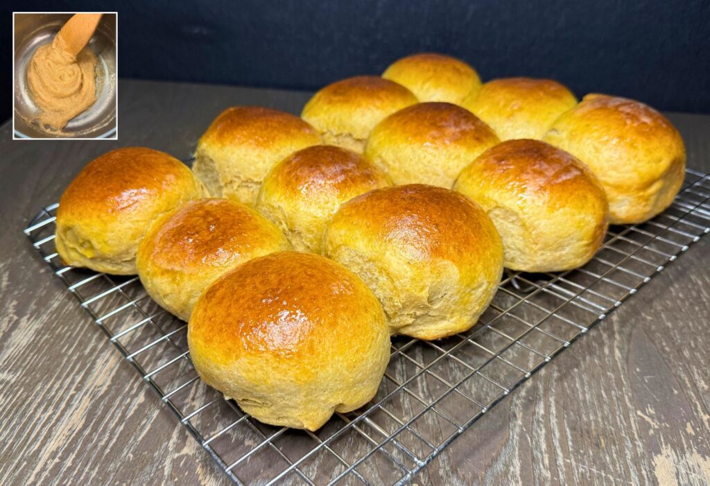 Fresh milled flour rolls made with the Tangzhong method