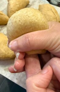 shaping the rolls with my hands to get surface tension