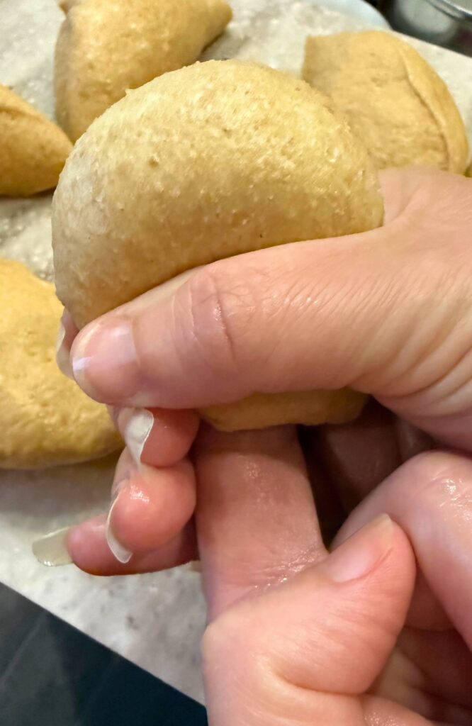 shaping the rolls with my hands to get surface tension