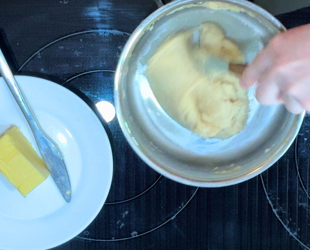 cooking down the paste for the dough