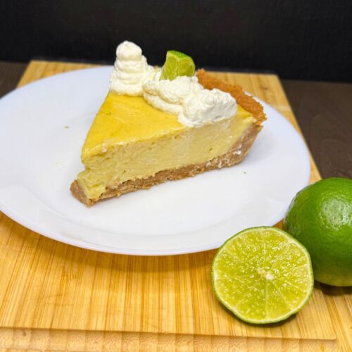 fresh milled flour key lime pie slice with limes