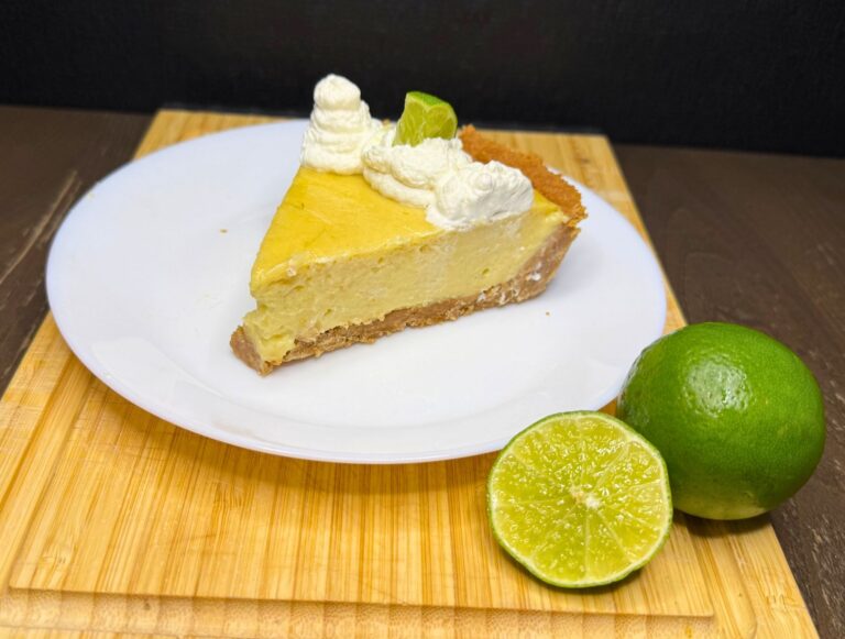 fresh milled flour key lime pie slice with limes