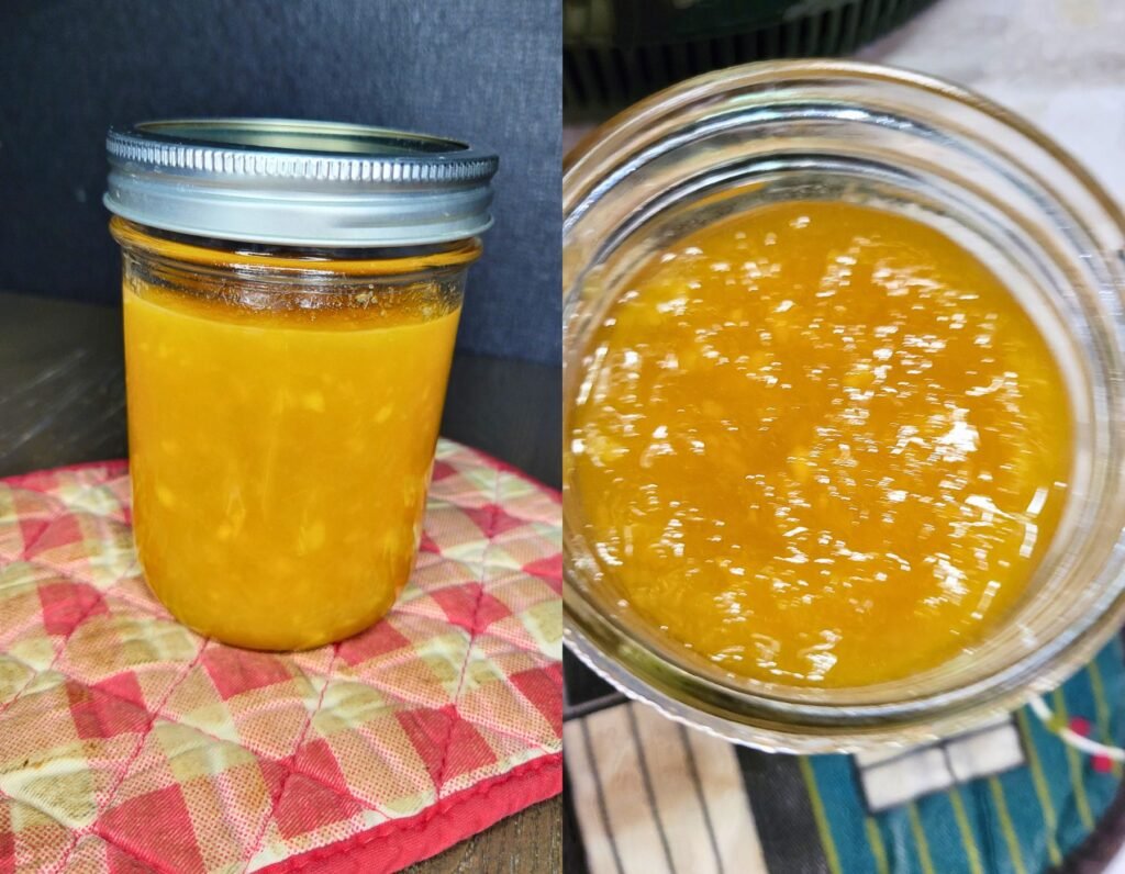 jar of quick no pectin small batch peach jam