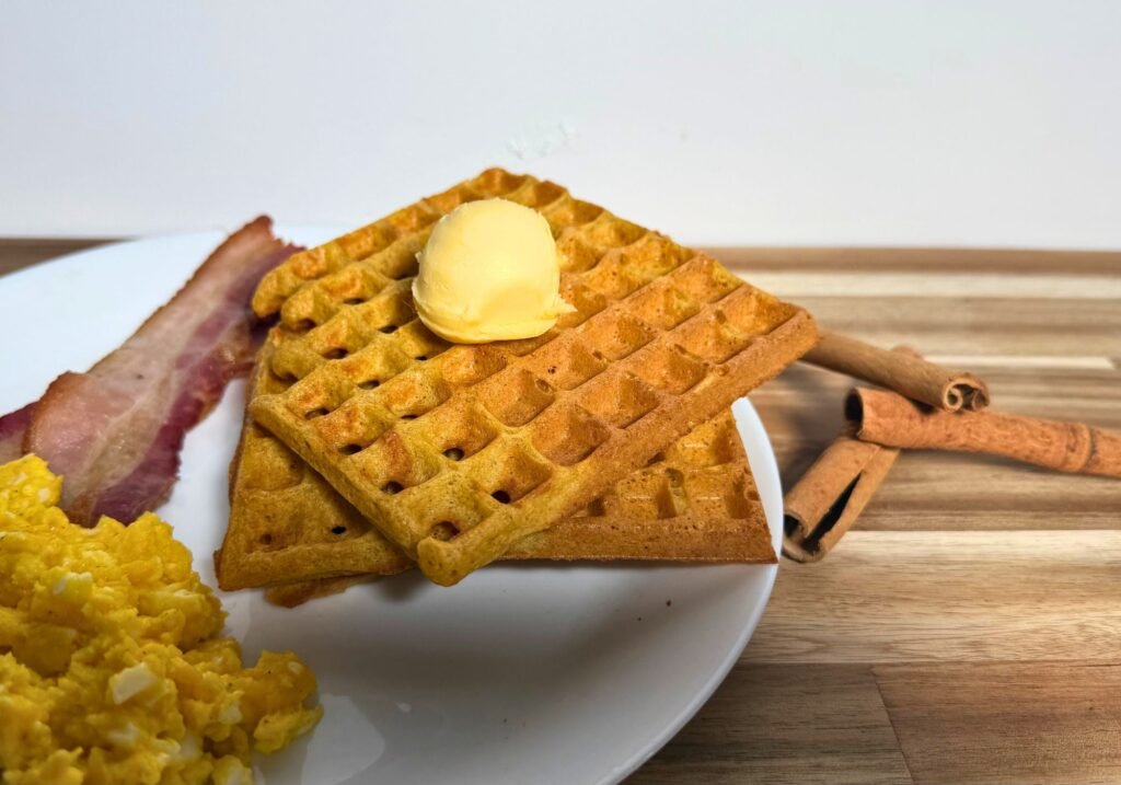 fresh milled flour pumpkin spice waffle