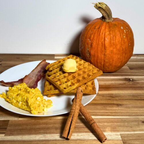 pumpkin waffles made with fresh milled flour